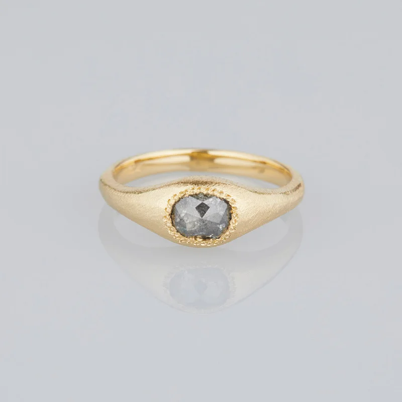 Best Jewelry Deals – Shop Premium Pieces At Great Prices DR135-OOAK | 0.70 Carat One-of-a-Kind Rose Cut Salt & Pepper Diamond Signet Ring