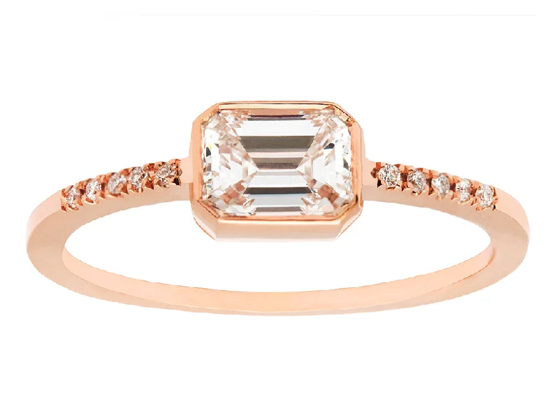 Timeless Elegance Now At Special Discounts 0.70ct Emerald-cut White Diamond Pavé Ring