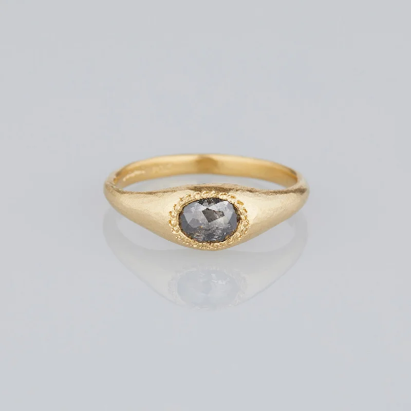 Jewelry Deals That Sparkle – Shop Today DR134-OOAK | 0.71 Carat One-of-a-Kind Rose Cut Salt & Pepper Diamond Signet Ring