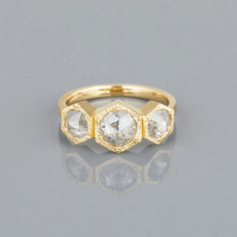 Sparkle On A Budget – Fine Jewelry For Less DR147-OOAK | 1.05 Carat One-of-a-Kind Rose Cut Triple Icy Diamond Ring