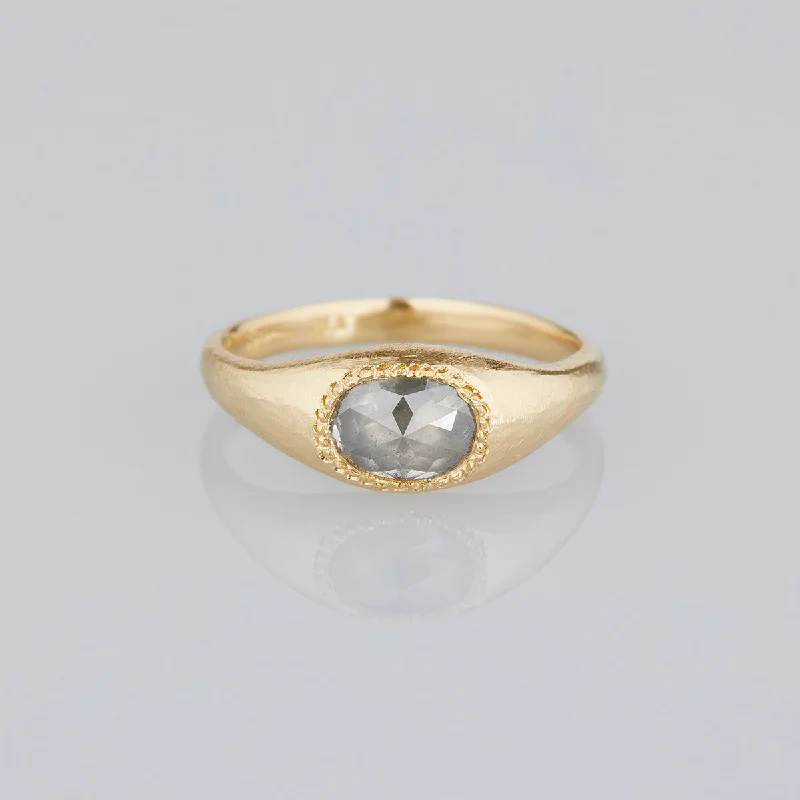 Celebrate With Sparkle – Jewelry Sale Now Live DR136-OOAK | 1.21 Carat One-of-a-Kind Rose Cut Grey Diamond Signet Ring