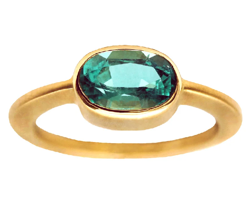 Limited-Stock Jewelry Clearance – Grab Your Favorites Now 1.30ct Oval Emerald & Yellow Gold Bezel Ring