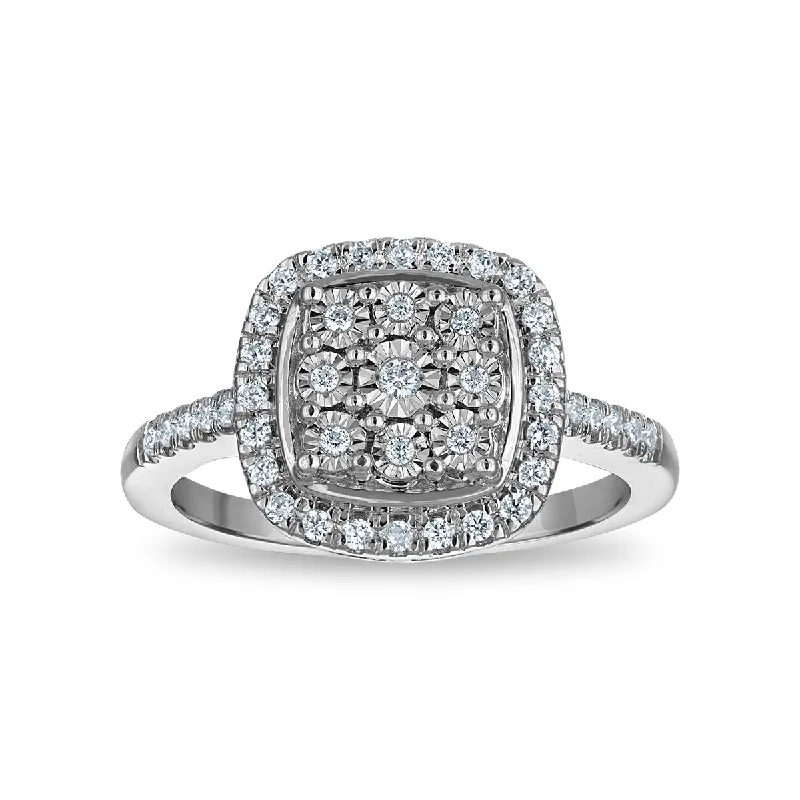 Seasonal Jewelry Sale – Upgrade Your Style Today 1/4 CTW Diamond Halo Cluster Ring in Sterling Silver