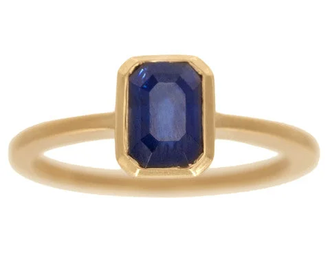 Seasonal Jewelry Sale – Upgrade Your Style Today 1.50ct Cushion Blue Sapphire & Yellow Gold Bezel Ring