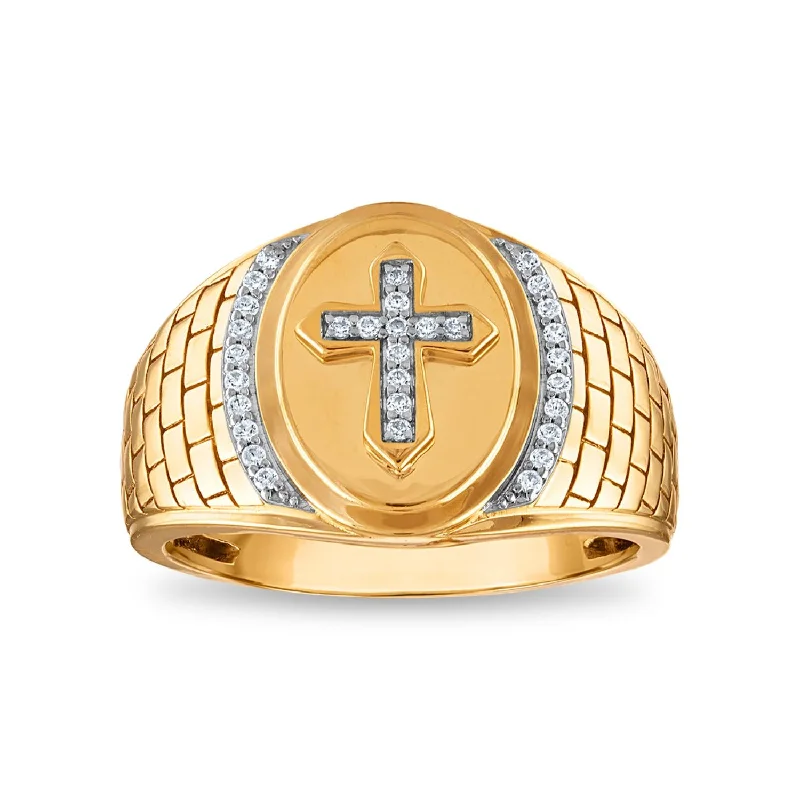 Gorgeous Jewelry, Limited-Time Savings 1/6 CTW Diamond Cross Oval Ring in 10KT Yellow Gold