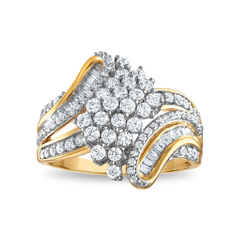 Handcrafted Beauty At Affordable Prices 1 CTW Diamond Cluster Ring in 10KT Yellow Gold