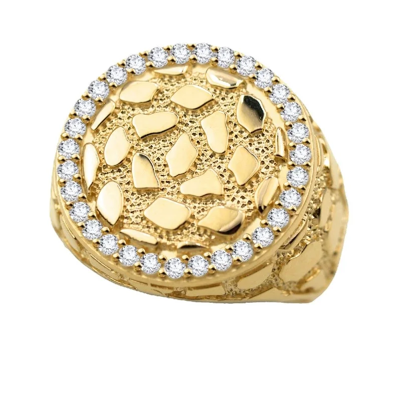 Elegant Jewelry, Exclusive Prices – Shop Now 10KT Yellow Gold and Cubic Zirconia Nugget Ring