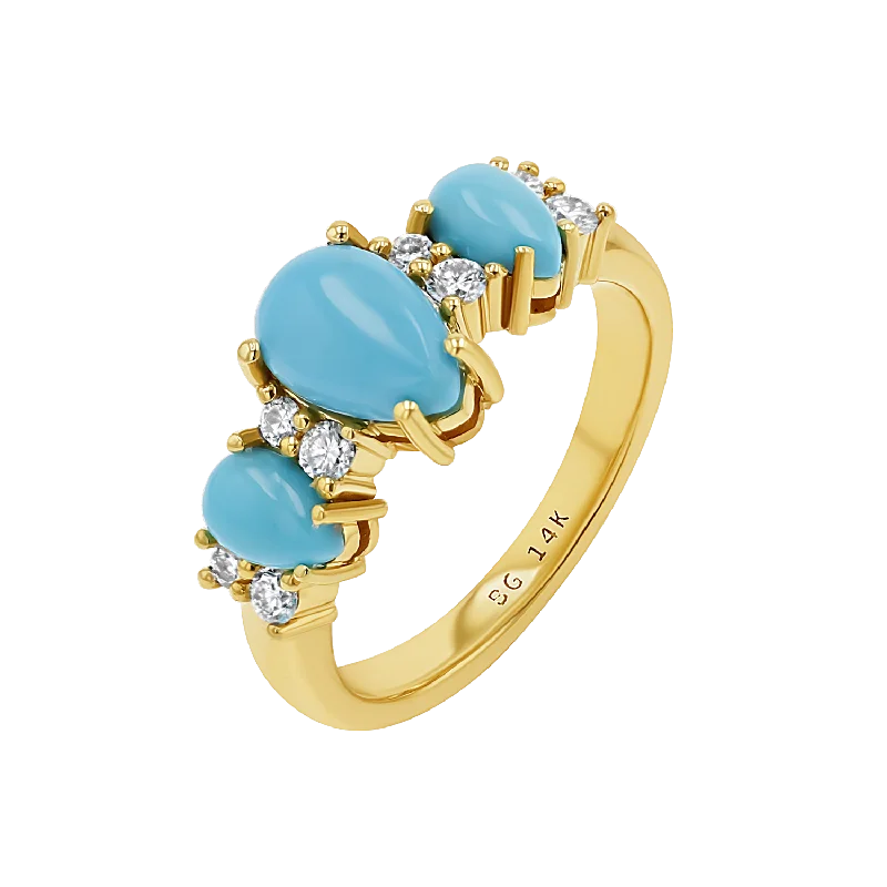 Don't Miss These Dazzling Jewelry Discounts Three Stone Turquoise & Diamond Ring