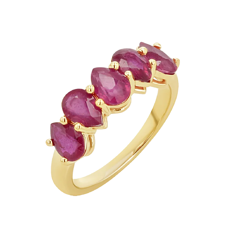 Special Offers On Handcrafted And Designer Jewelry Pear Shape Ruby Half Eternity