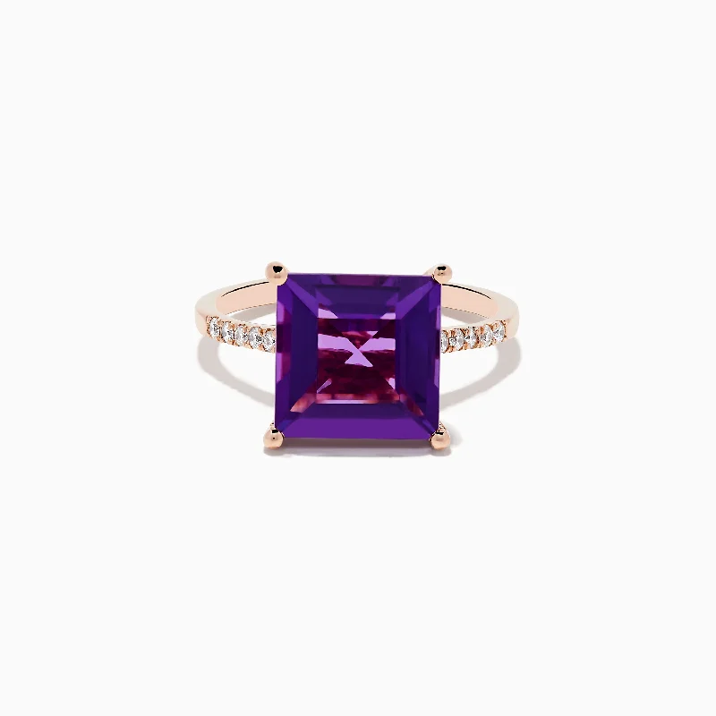 Holiday Jewelry Sale – Perfect Gifts At The Best Prices 14K Rose Gold Amethyst and Diamond Ring