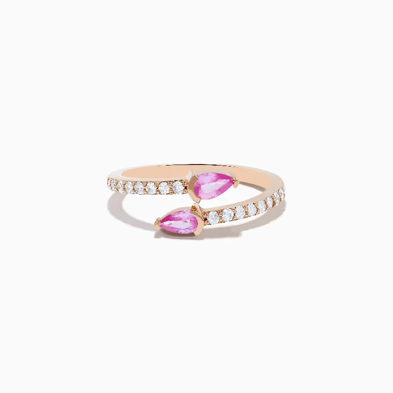 Fine Jewelry, Limited-Time Offers Available 14K Rose Gold Pink Sapphire and Diamond Bypass Ring