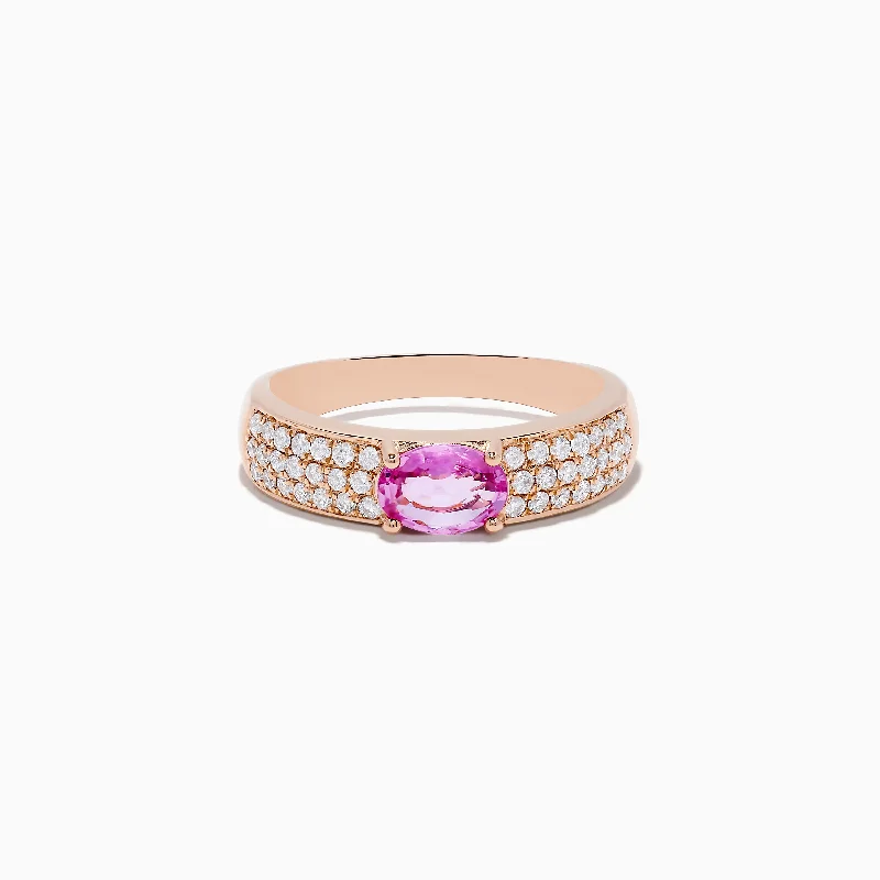 Timeless Jewelry At Special Discount Rates 14K Rose Gold Pink Sapphire and Diamond Ring