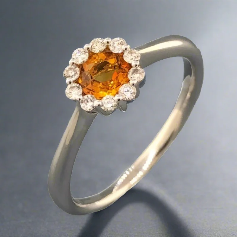 Don't Miss Out On Jaw-Dropping Jewelry Discounts 14K W Gold 0.34ct Citrine & 0.12ctw Diamond Halo Ring