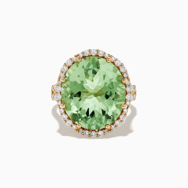 Luxury Jewelry Sale – Elegant Styles At Unbeatable Prices 14K Yellow Gold Green Amethyst and Diamond Ring