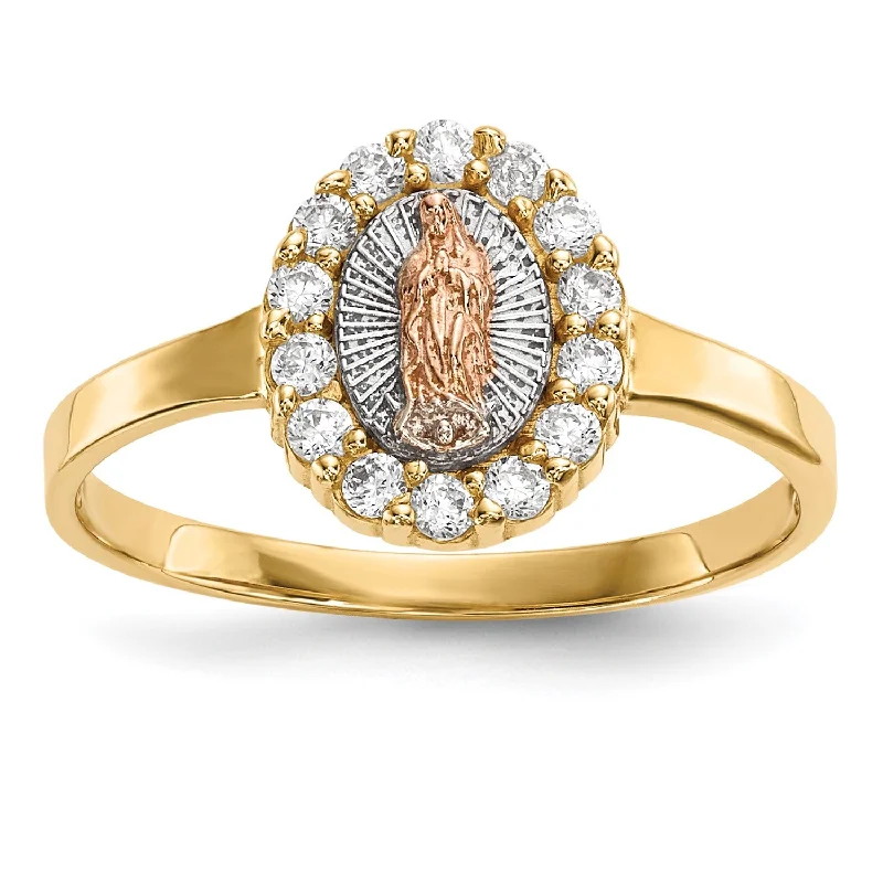 Affordable Glamour – Premium Jewelry At Special Prices 14KT Tri-Color Gold and CZ Guadalupe Ring; Size 7