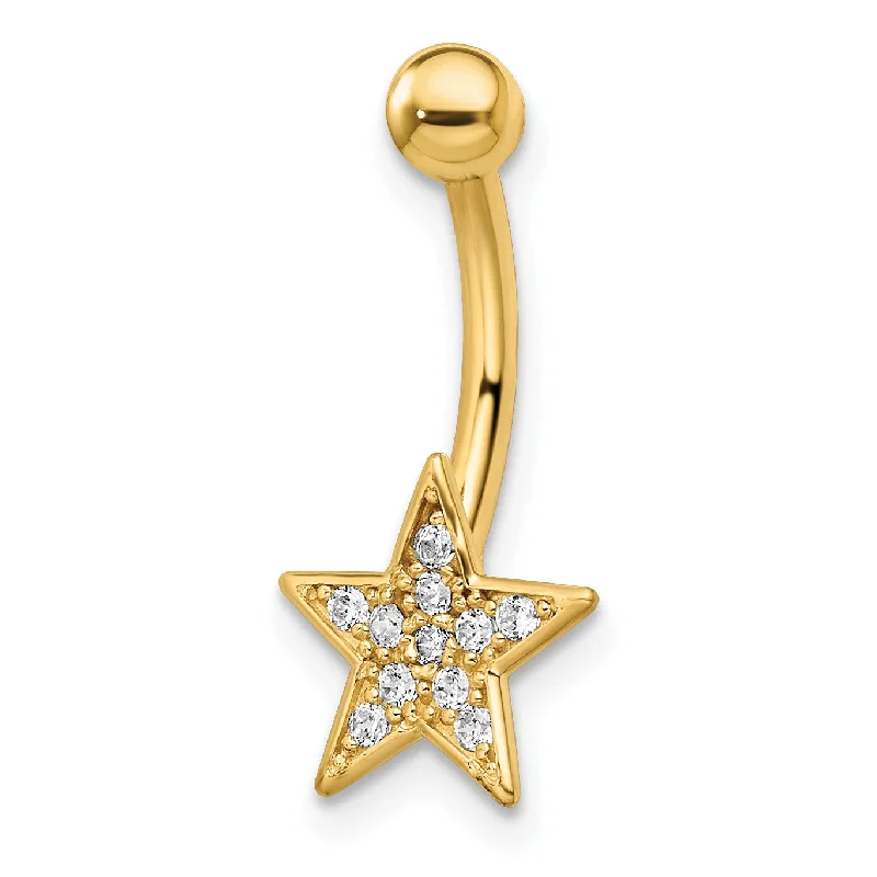 Shop Stylish Jewelry Now And Save Big 14KT Yellow Gold Cubic Zirconia 22X10MM Belly Ring Shop Stylish Jewelry Now And Save Big 14KT Yellow Gold Cubic Zirconia 22X10MM Belly Ring
