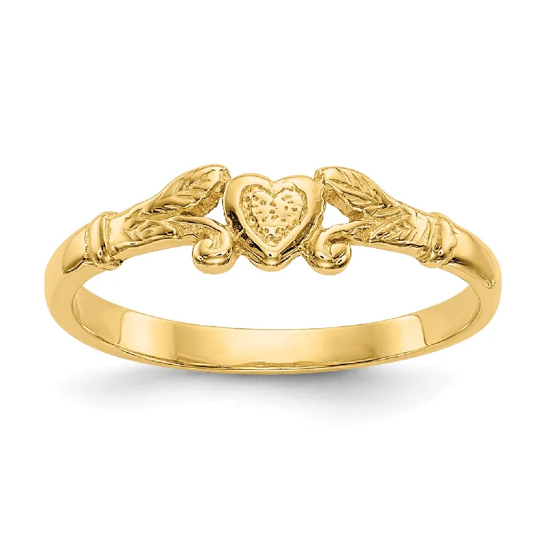 Discounted Jewelry For A Glamorous Look 14KT Yellow Gold Heart Baby Ring; Size 1