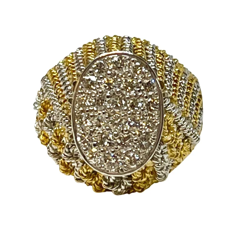 Huge Savings On Timeless Jewelry Collections 18K Gold White and Yellow Gold Ring with Pave Diamonds Huge Savings On Timeless Jewelry Collections 18K Gold White and Yellow Gold Ring with Pave Diamonds
