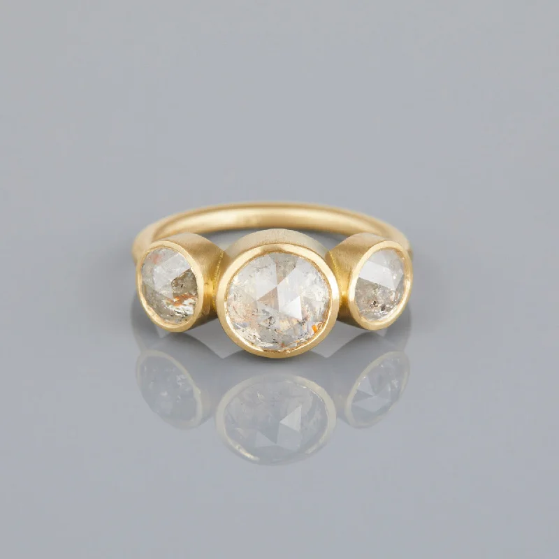 Affordable Luxury Jewelry For Every Occasion DR148-OOAK | 2.35 Carat One-of-a-Kind Rose Cut Triple Grey Diamond Ring