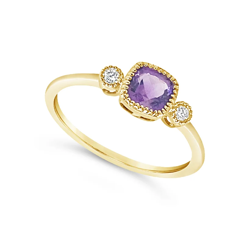 Shine Without Limits – Jewelry Sale Happening Now Amethyst and Diamond Detail Ring
