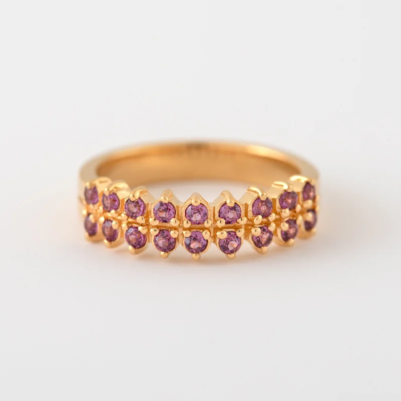 Clearance Sale On High-End Jewelry Collections Aziza Rhodolite Half Eternity Band