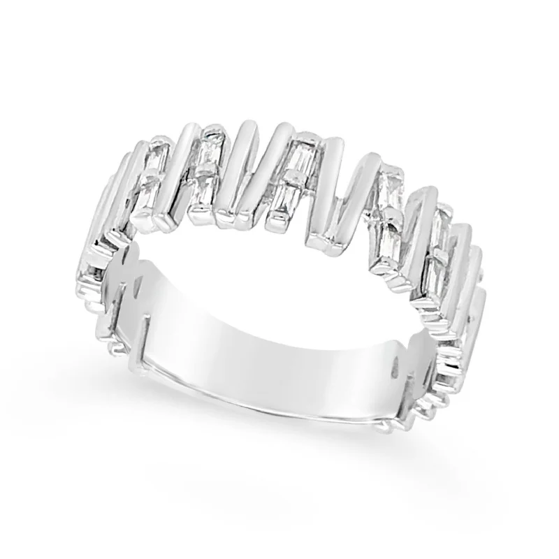 Elegant Rose Gold Jewelry For A Stylish Touch Baguette Diamond and Vertical Bar Design Ring
