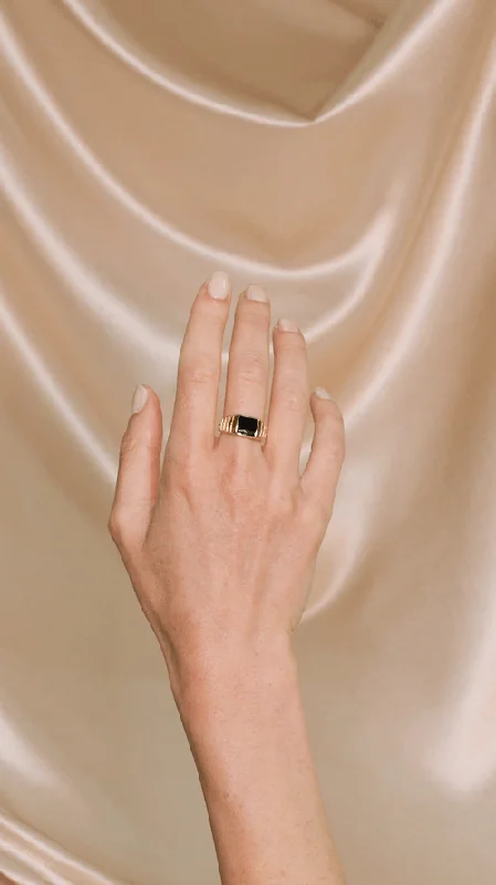 Flash Sale On Elegant Jewelry – Don't Miss Out Black Enamel Signet Ring