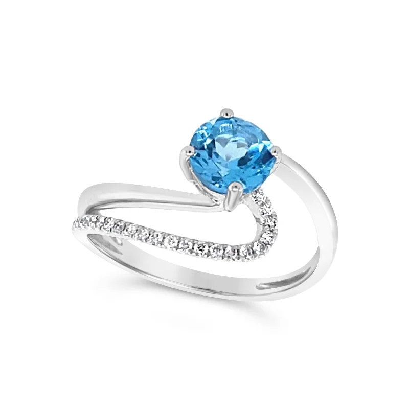 Modern Statement Jewelry For Bold Styling Blue Topaz and Diamond Accented Contemporary Design Ring