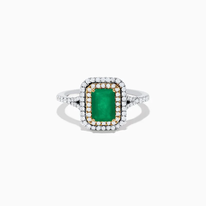 Dazzle With Discounts – Shop Jewelry On Sale Brasilica 14K White & Yellow Gold Emerald and Diamond Ring