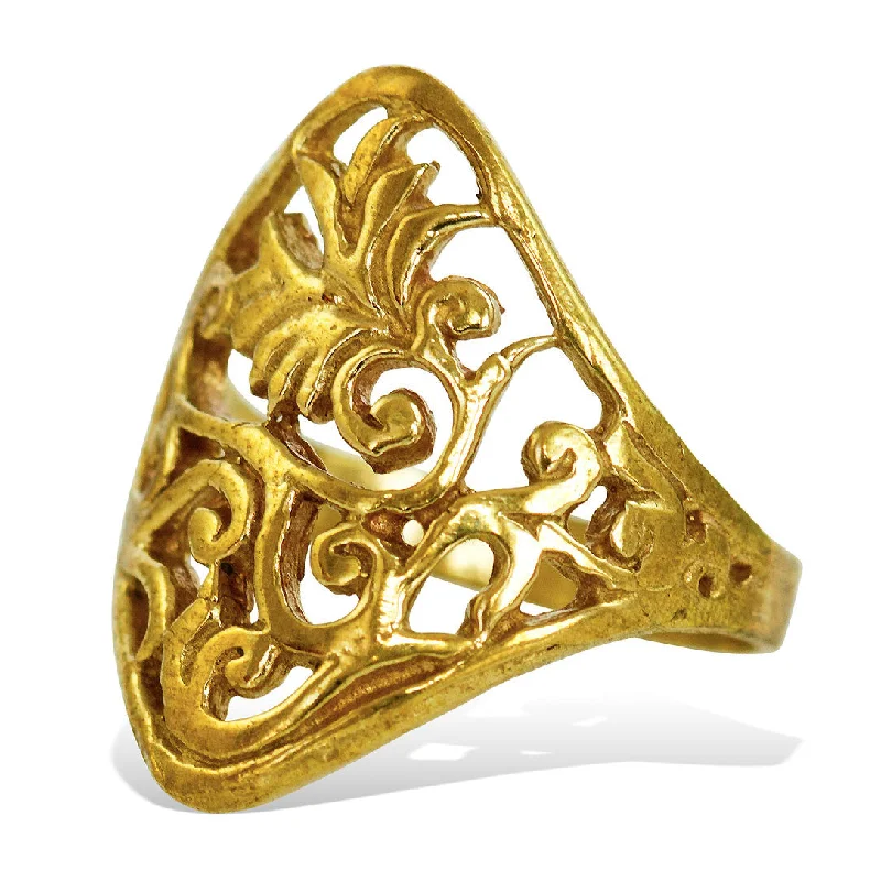 Discounted Luxury Jewelry – Shine Without The Splurge <span>RBR-007<span>: </span></span>Bridal Flower Ring - Brass