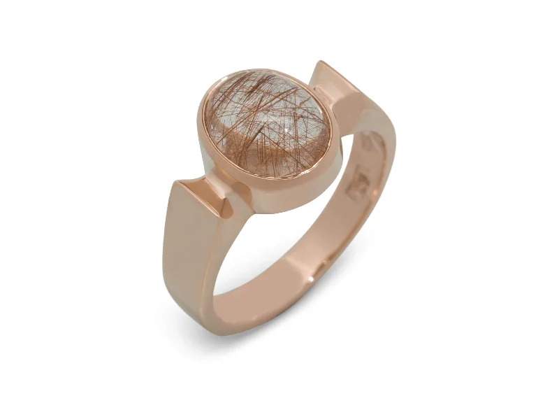 Versatile Layering Jewelry For Effortless Chic Classic Oval Cabochon Gemstone Ring, Red Gold