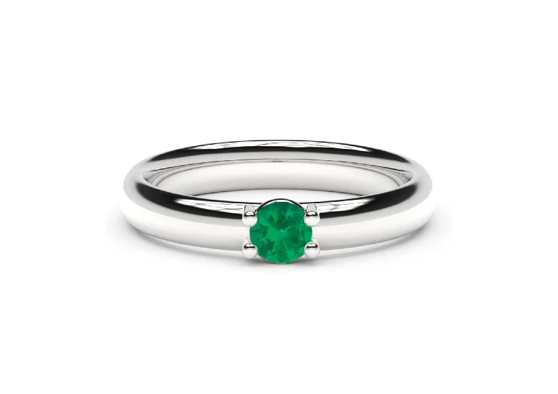 Premium Jewelry Now Available At Special Discounts Contemporary Slim Precious Gemstone Engagement Ring, White Gold & Platinum