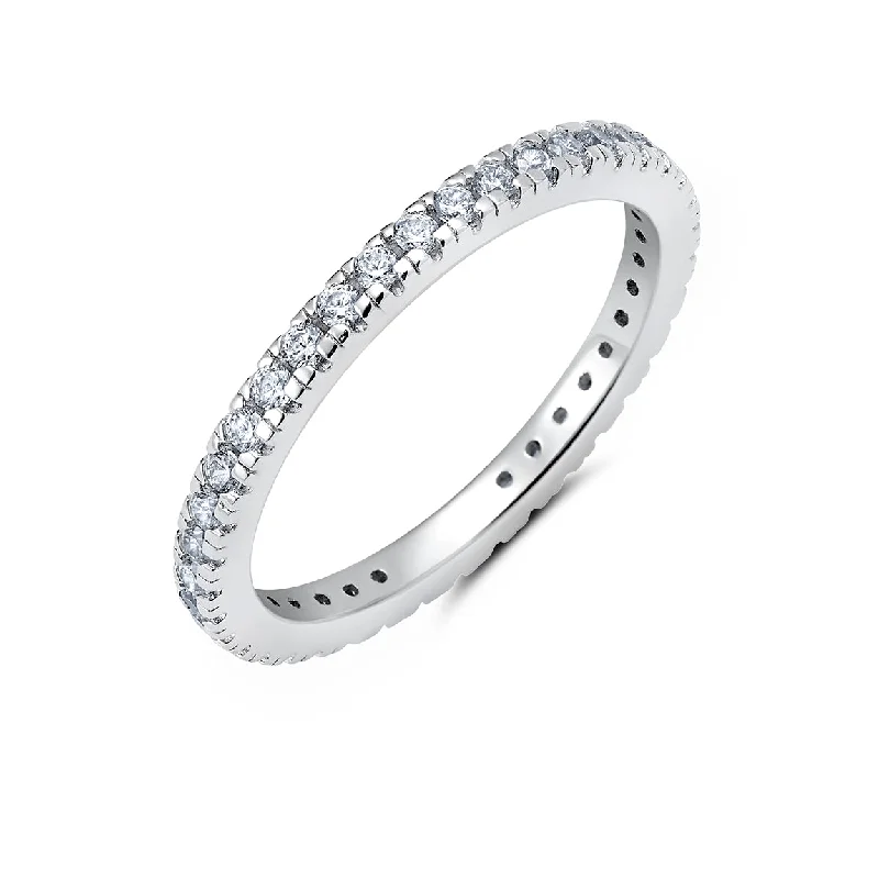 Don't Miss Our Biggest Jewelry Sale Of The Season Crislu Platinum Plated Sterling Silver and Cubic Zirconia Eternity Band