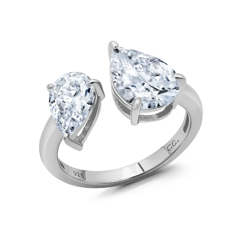 Limited-Time Jewelry Sale – Elegant Styles At Less Crislu Platinum Plated Dual Tear Drop Ring
