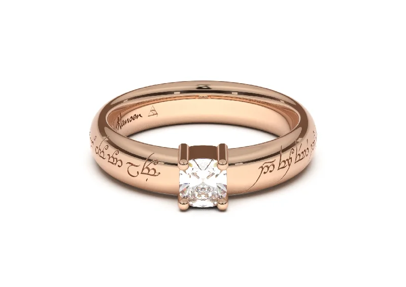 Special Sale On Handcrafted Jewelry – Shop Today Cushion Classic Elvish Engagement Ring, Red Gold
