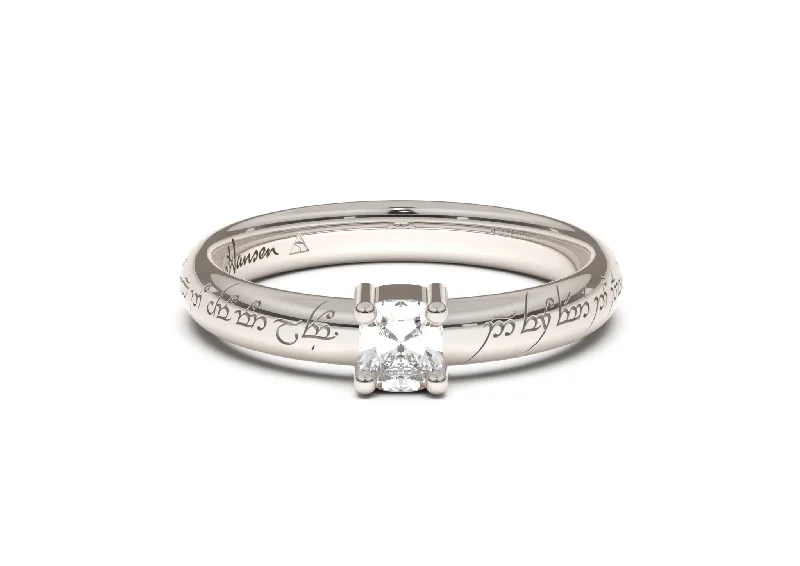 Don't Miss Out On Jaw-Dropping Jewelry Discounts Cushion Classic Slim Elvish Engagement Ring, White Gold & Platinum