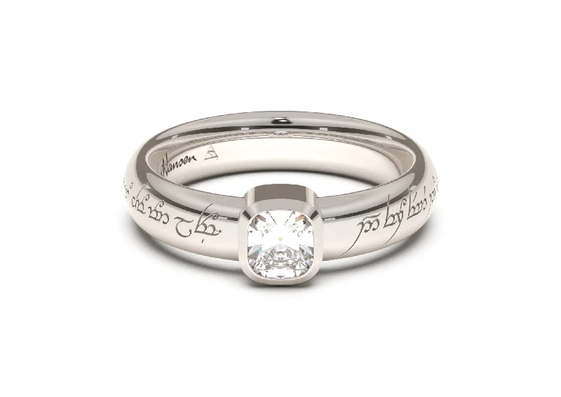 Buy More, Save More On Stunning Jewelry Pieces Cushion Modern Elvish Engagement Ring, White Gold & Platinum