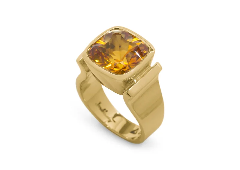 Limited-Time Offer On Premium Jewelry Collections Cushion Optix Cut Gemstone Ring, Yellow Gold