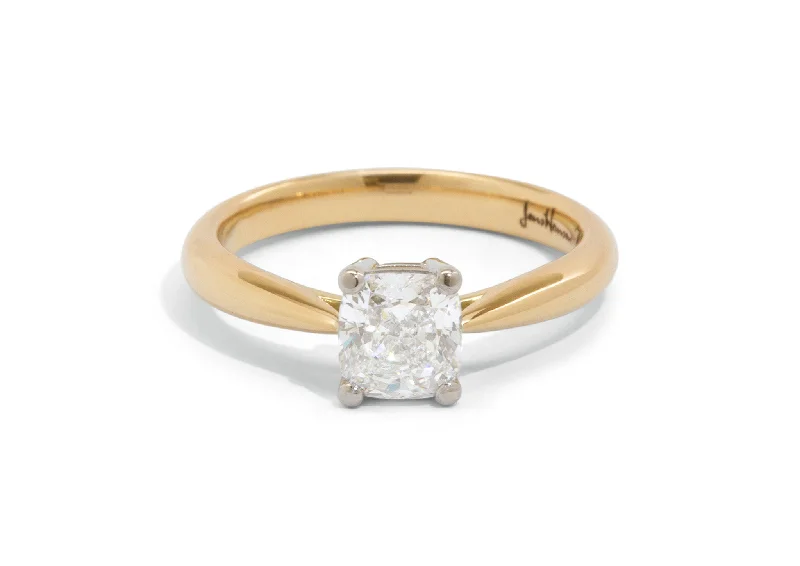 Flash Sale On Stunning Jewelry – Don't Miss Out Custom Cushion Diamond Engagement Ring, Yellow Gold & Platinum