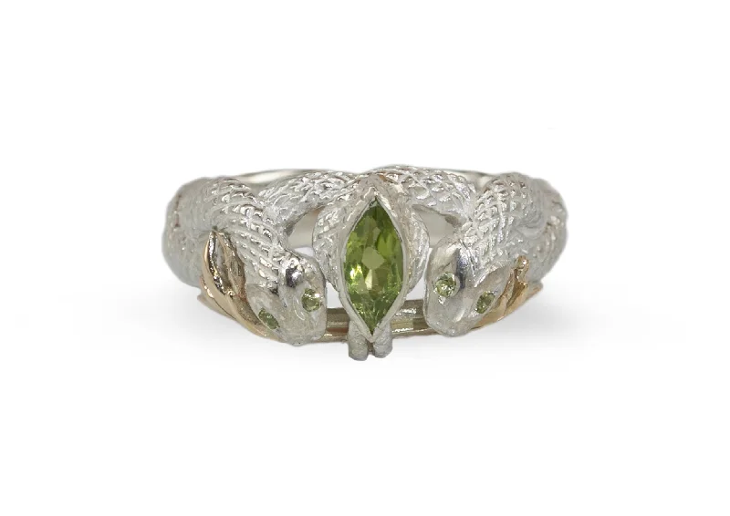 The Perfect Jewelry Piece At The Perfect Price Custom Gemstone Snake Ring, Sterling Silver & Yellow Gold