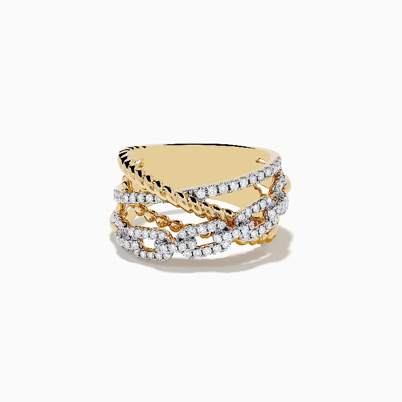 Grab Stylish Jewelry Before The Sale Ends D'Oro 14K Yellow Gold Diamond Ring