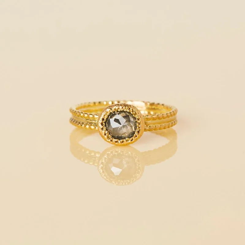 Shop Jewelry That Shines Without The High Price DR93-OOAK | 0.59 Carat One-of-a-Kind Rose Cut Grey Diamond Ring