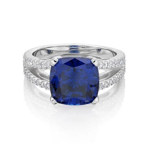 Grab Your Dream Jewelry At The Lowest Prices Dress ring with 10x10mm tanzanite simulant and 0.4 carats* of diamond simulants in 10 carat white gold Grab Your Dream Jewelry At The Lowest Prices Dress ring with 10x10mm tanzanite simulant and 0.4 carats* of diamond simulants in 10 carat white gold