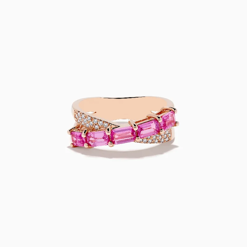The Perfect Jewelry Piece At The Perfect Discount 14K Rose Gold Pink Sapphire and Diamond Crossover Ring The Perfect Jewelry Piece At The Perfect Discount 14K Rose Gold Pink Sapphire and Diamond Crossover Ring