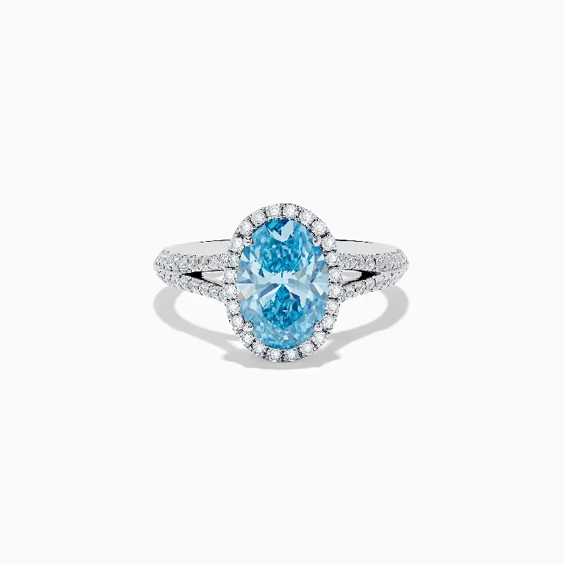 Stunning Jewelry At A Fraction Of The Price Reverie 14K White Gold Lab Grown Blue and White Diamond Ring Stunning Jewelry At A Fraction Of The Price Reverie 14K White Gold Lab Grown Blue and White Diamond Ring