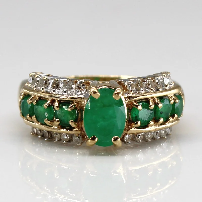 Elevate Your Outfit With Discounted Statement Jewelry Emerald & Diamond Cocktail Ring | 1.20ctw | 0.12ctw | SZ 6.5 | Elevate Your Outfit With Discounted Statement Jewelry Emerald & Diamond Cocktail Ring | 1.20ctw | 0.12ctw | SZ 6.5 |