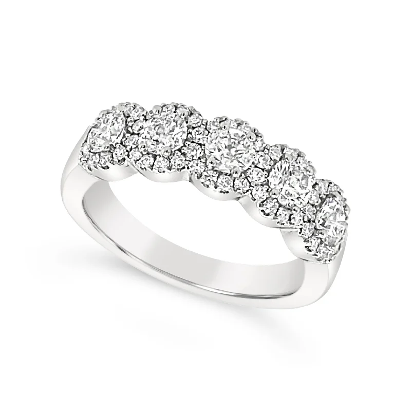 Everyday Jewelry Essentials Now On Sale Five Round Diamond Halo Ring