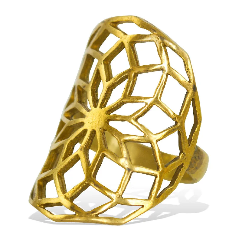 Clearance Sale On High-End Jewelry Collections <span>RBR-003<span>: </span></span>Sacred Flower Ring - Brass