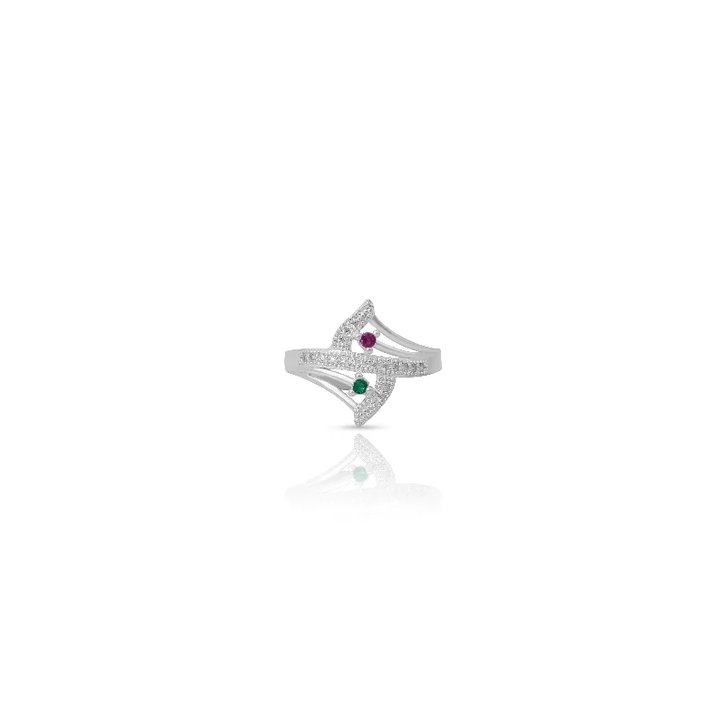 Luxury Handcrafted Jewelry For Elegant Looks Green and Purple Stone Silver Ring For Girls Luxury Handcrafted Jewelry For Elegant Looks Green and Purple Stone Silver Ring For Girls