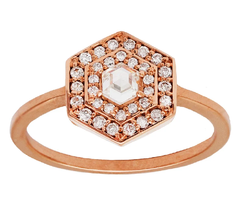 Fine Jewelry, Limited-Time Offers Available Art Deco Double Halo Hexagon White Diamond Ring